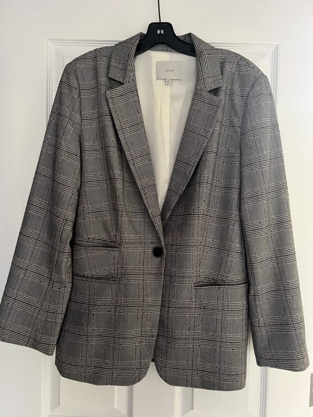 Joie Gray & Black Glen Plaid Single-Button Blazer